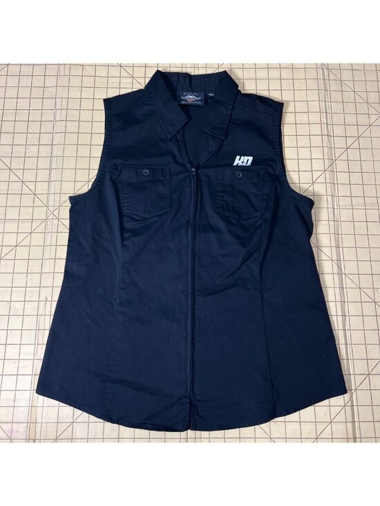 Harley-Davidson Tops - Harley-Davidson Womens Sleeveless Black Button-Up Shirt Size M